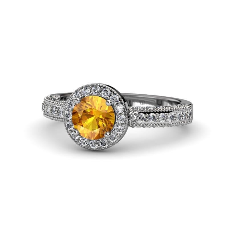 Nora Citrine and Diamond Halo Engagement Ring 