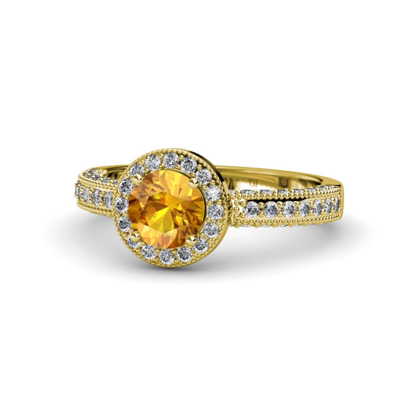 Nora Citrine and Diamond Halo Engagement Ring 