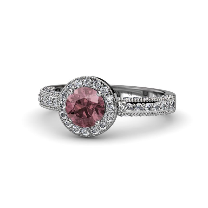 Nora Rhodolite Garnet and Diamond Halo Engagement Ring 
