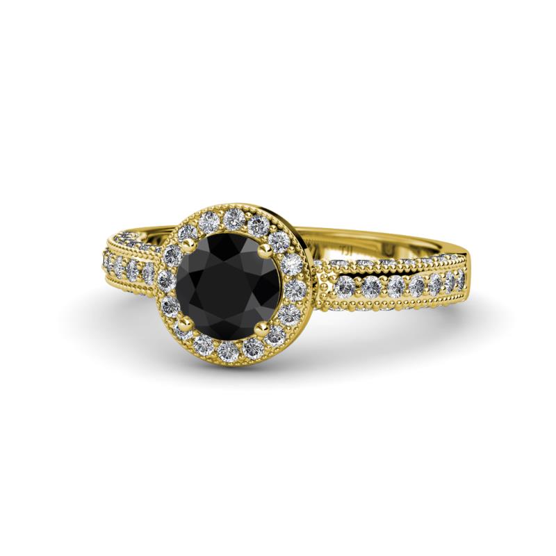 Nora Black and White Diamond Halo Engagement Ring 