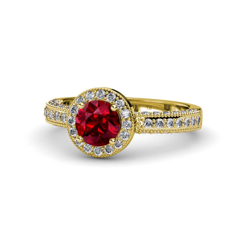Nora Ruby and Diamond Halo Engagement Ring 