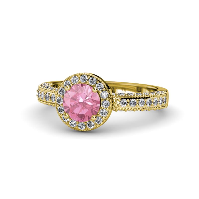 Nora Pink Tourmaline and Diamond Halo Engagement Ring 