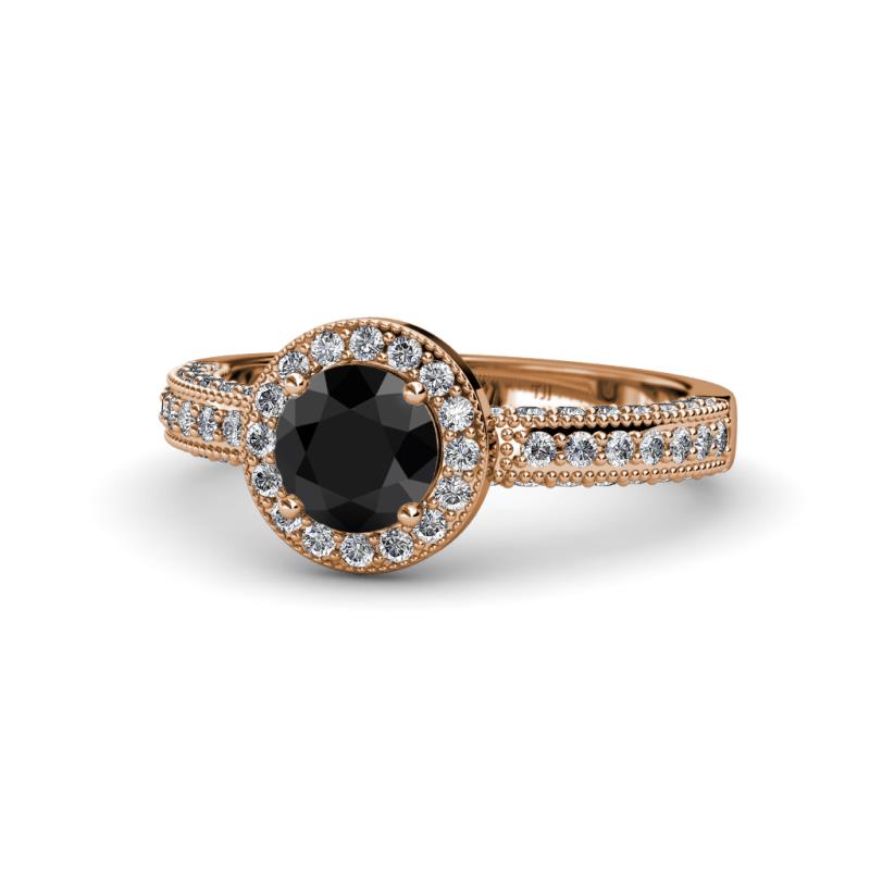 Nora Black and White Diamond Halo Engagement Ring 