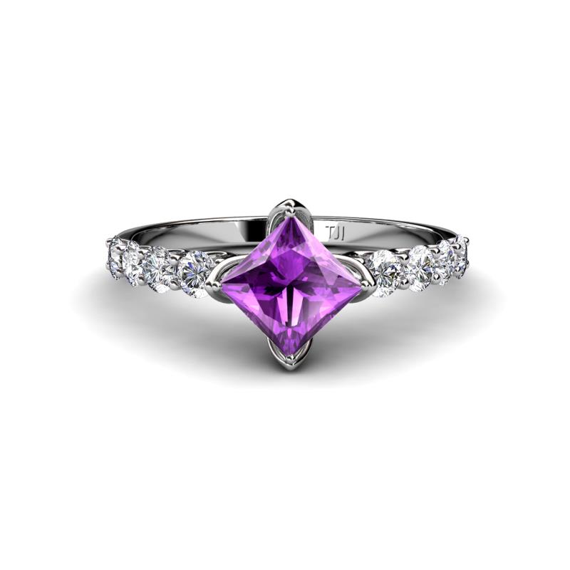 Alicia Princess Cut Amethyst and Diamond Engagement Ring 