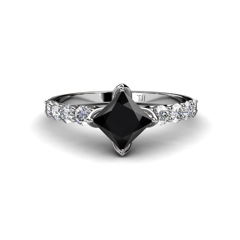 Alicia Princess Cut Black and White Diamond Engagement Ring 