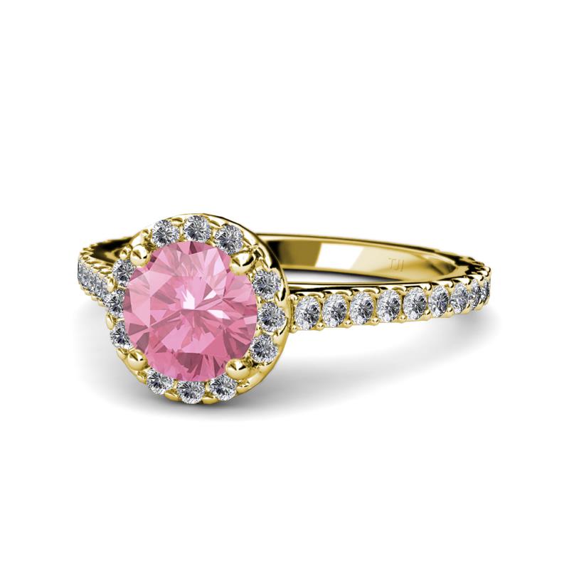 Miah Pink Tourmaline and Diamond Halo Engagement Ring 