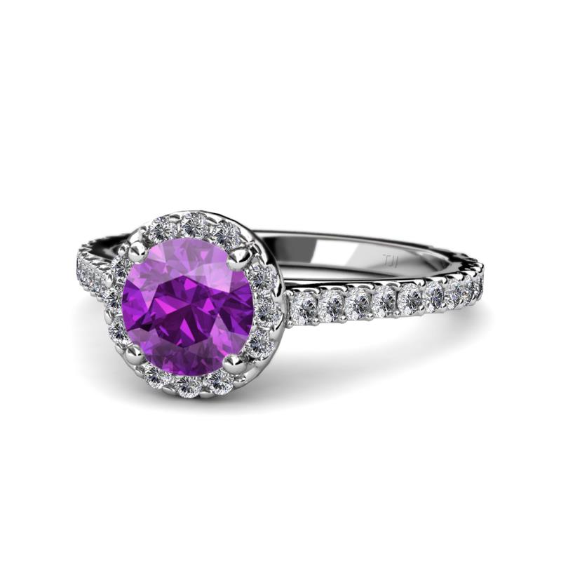 Miah Amethyst and Diamond Halo Engagement Ring 