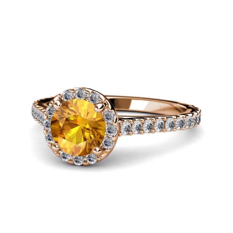 Miah Citrine and Diamond Halo Engagement Ring 