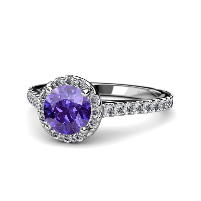 Miah Iolite and Diamond Halo Engagement Ring 