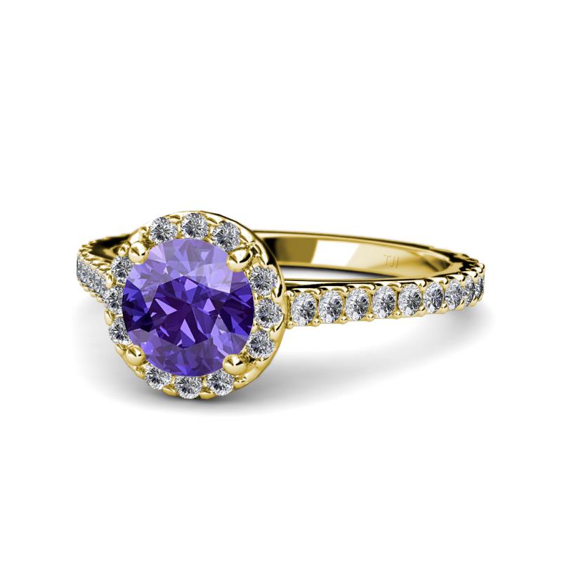 Miah Iolite and Diamond Halo Engagement Ring 