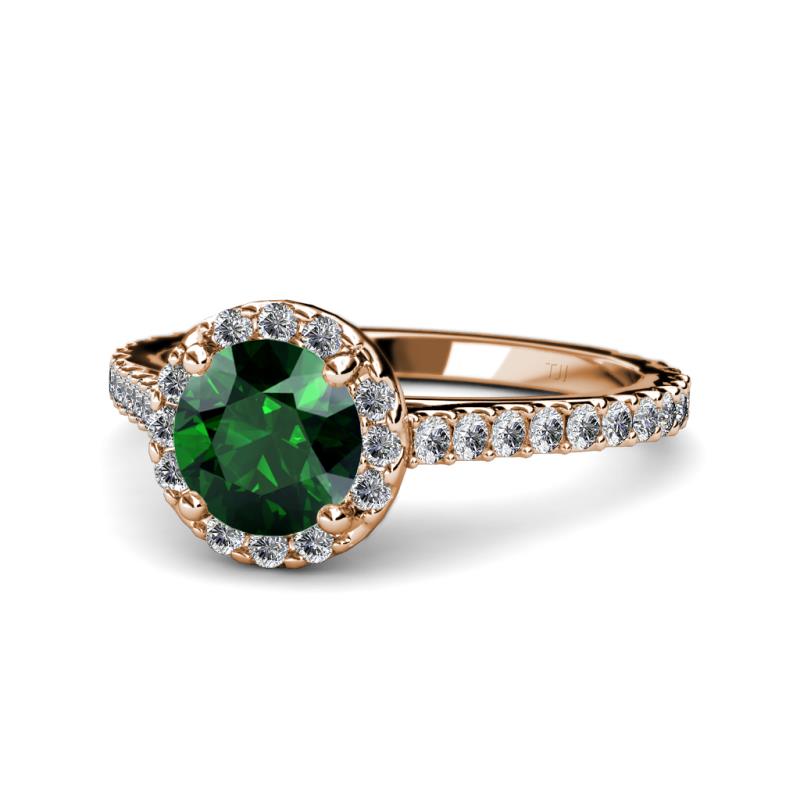 Miah Emerald and Diamond Halo Engagement Ring 