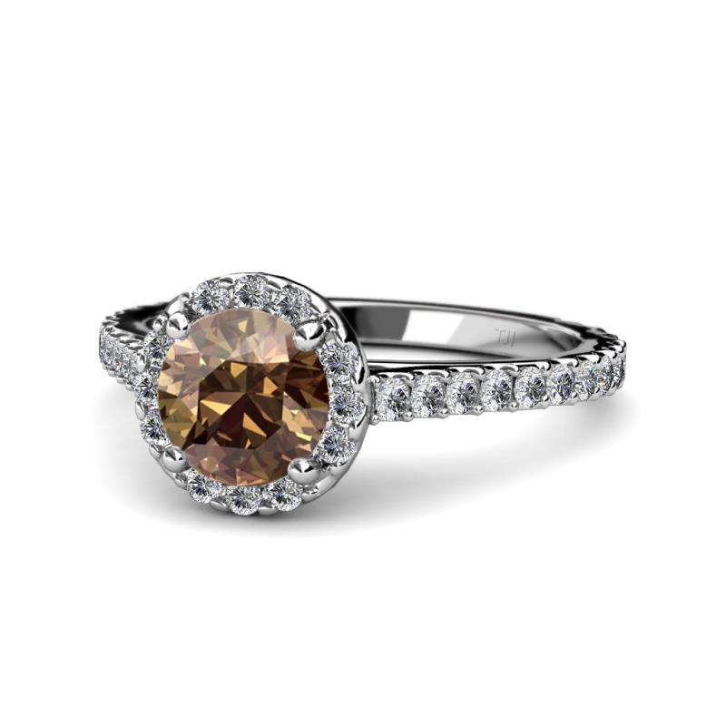Miah Smoky Quartz and Diamond Halo Engagement Ring 