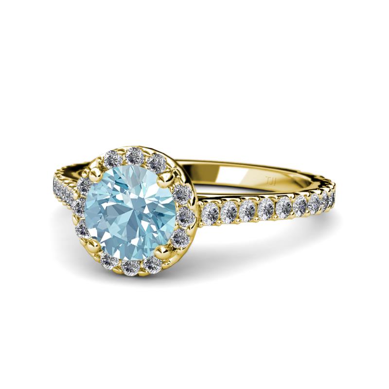 Miah Aquamarine and Diamond Halo Engagement Ring 