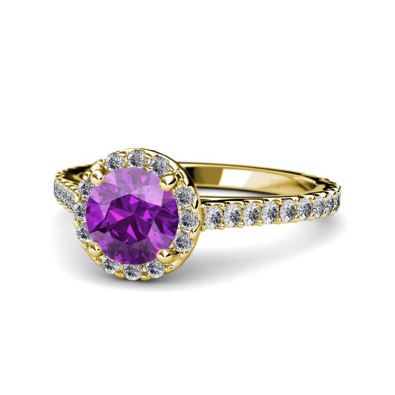 Miah Amethyst and Diamond Halo Engagement Ring 