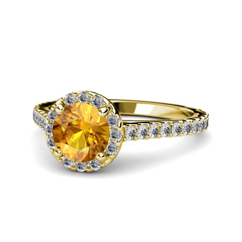 Miah Citrine and Diamond Halo Engagement Ring 