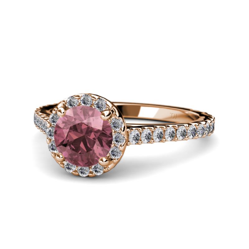 Miah Rhodolite Garnet and Diamond Halo Engagement Ring 