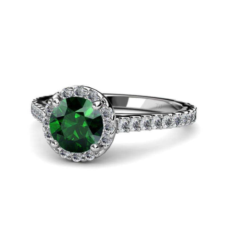 Miah Emerald and Diamond Halo Engagement Ring 