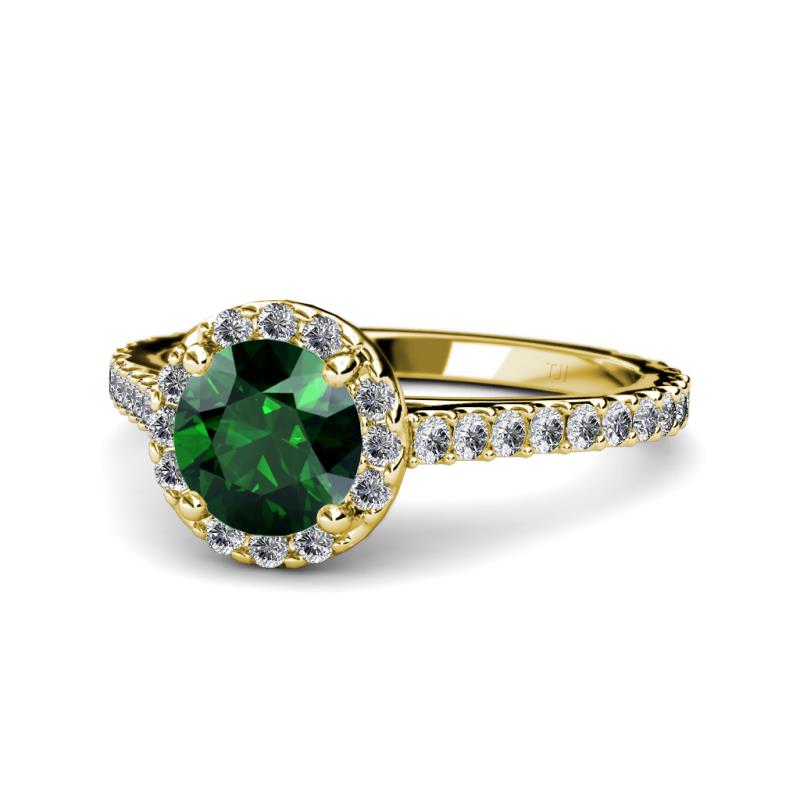 Miah Emerald and Diamond Halo Engagement Ring 
