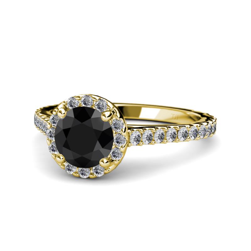 Miah Black and White Diamond Halo Engagement Ring 