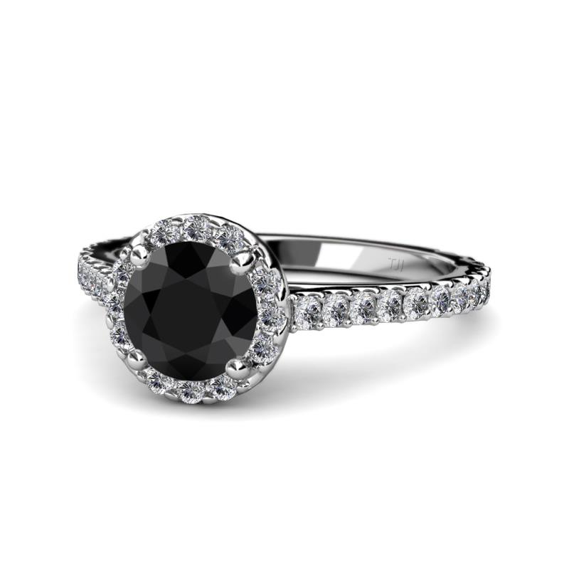 Miah Black and White Diamond Halo Engagement Ring 