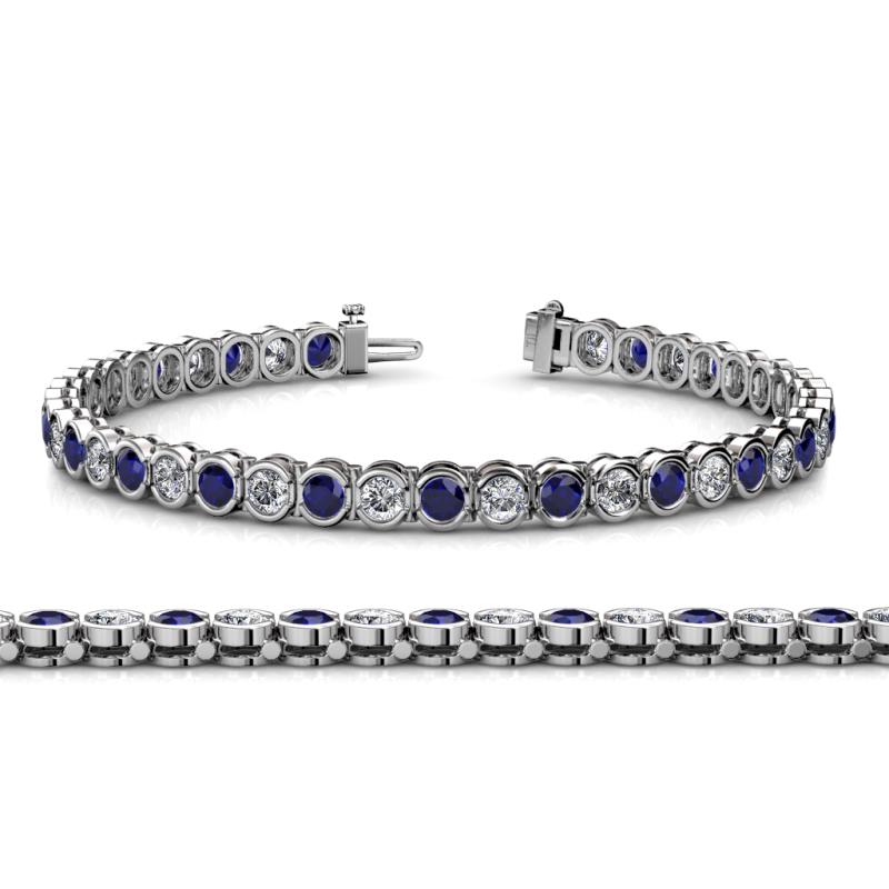 Tiara 3.10 mm Blue Sapphire and Diamond Eternity Tennis Bracelet 
