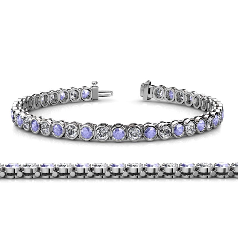 Tiara 3.10 mm Tanzanite and Diamond Eternity Tennis Bracelet 