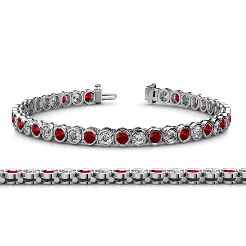 Tiara 3.10 mm Ruby and Diamond Eternity Tennis Bracelet 