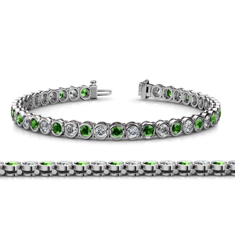 Tiara 3.10 mm Green Garnet and Diamond Eternity Tennis Bracelet 