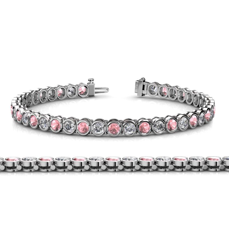 Tiara 3.10 mm Pink Tourmaline and Diamond Eternity Tennis Bracelet 