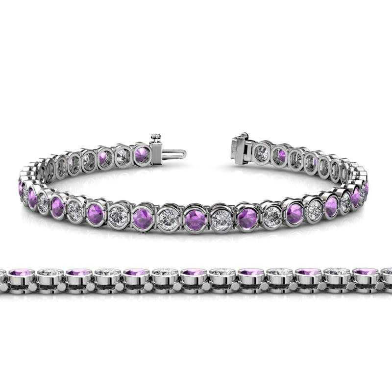 Tiara 3.10 mm Amethyst and Diamond Eternity Tennis Bracelet 