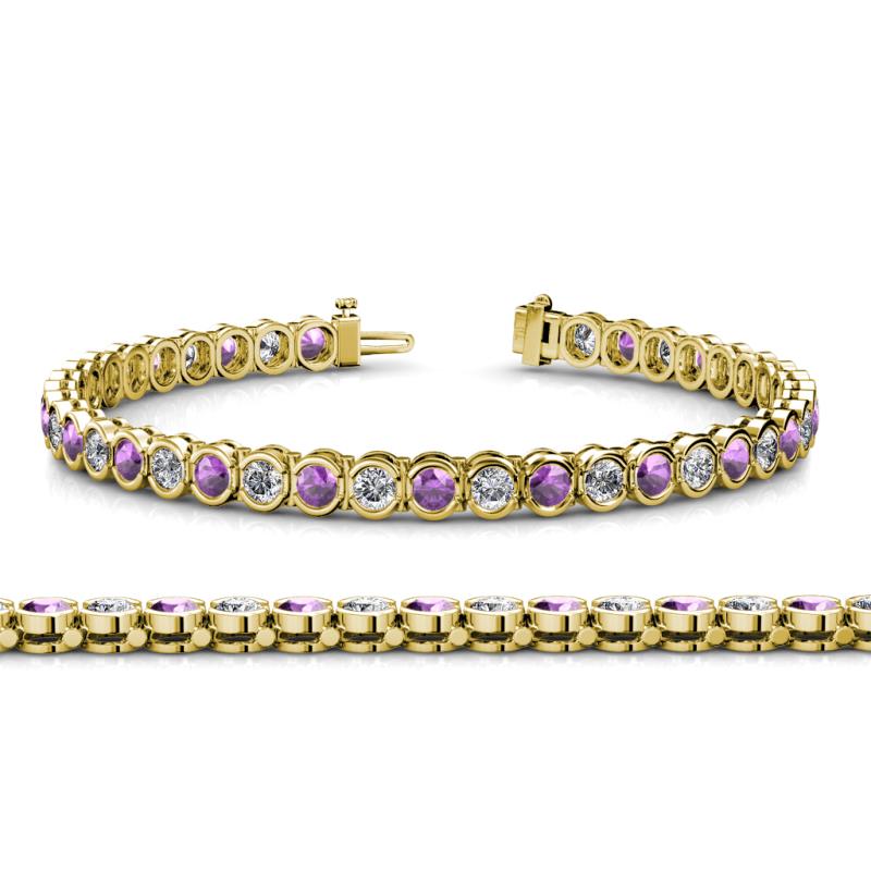 Tiara 3.10 mm Amethyst and Diamond Eternity Tennis Bracelet 