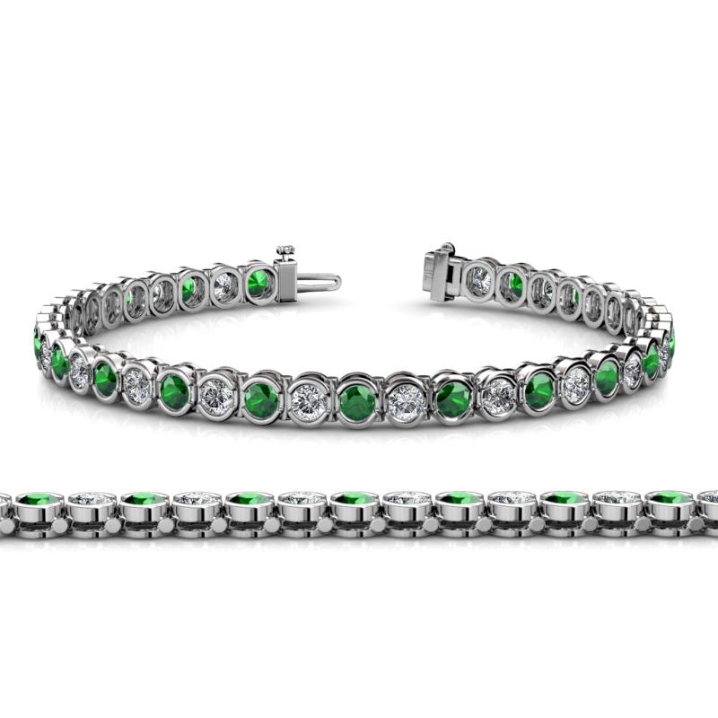 Tiara 3.10 mm Emerald and Diamond Eternity Tennis Bracelet 