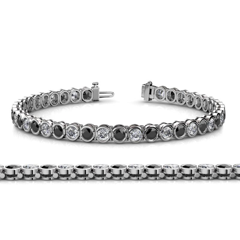 Tiara 3.10 mm Black and White Diamond Eternity Tennis Bracelet 