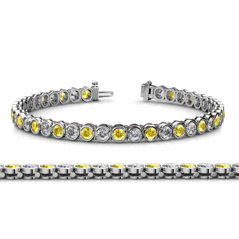 Tiara 3.10 mm Yellow Sapphire and Diamond Eternity Tennis Bracelet 