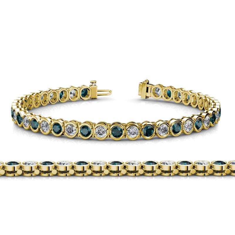 Tiara 3.10 mm London Blue Topaz and Diamond Eternity Tennis Bracelet 