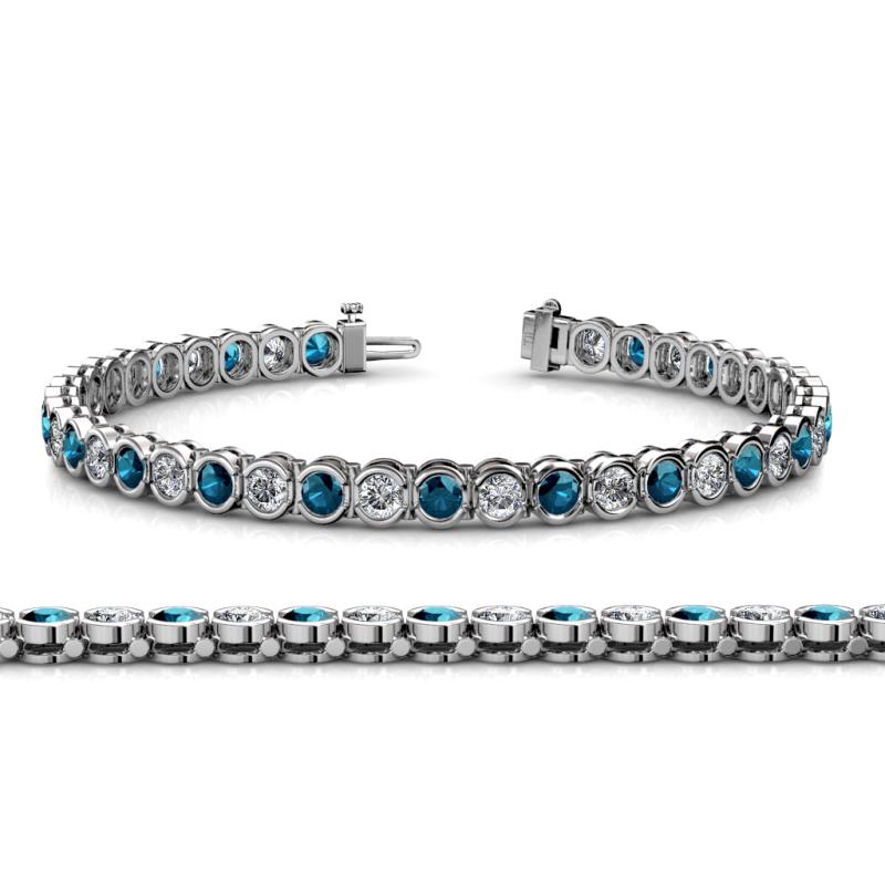 Tiara 3.10 mm Blue and White Diamond Eternity Tennis Bracelet 