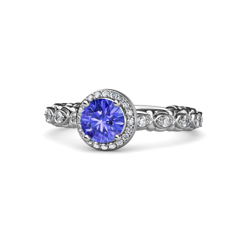 Riona Signature Tanzanite and Diamond Halo Engagement Ring 