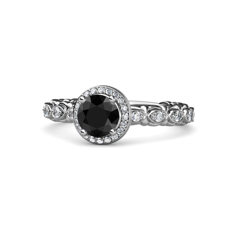 Riona Signature Black and White Diamond Halo Engagement Ring 