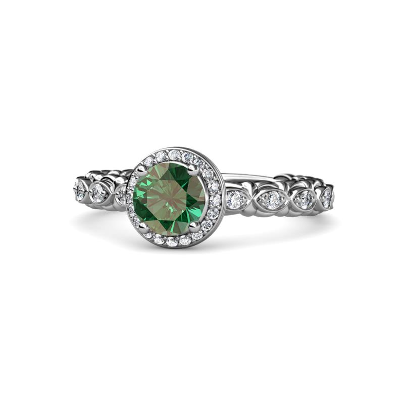 Riona Signature Diamond and Lab Created Alexandrite Halo Engagement Ring 