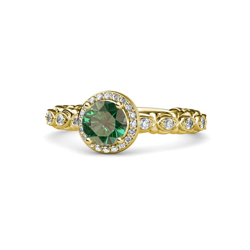 Riona Signature Diamond and Lab Created Alexandrite Halo Engagement Ring 