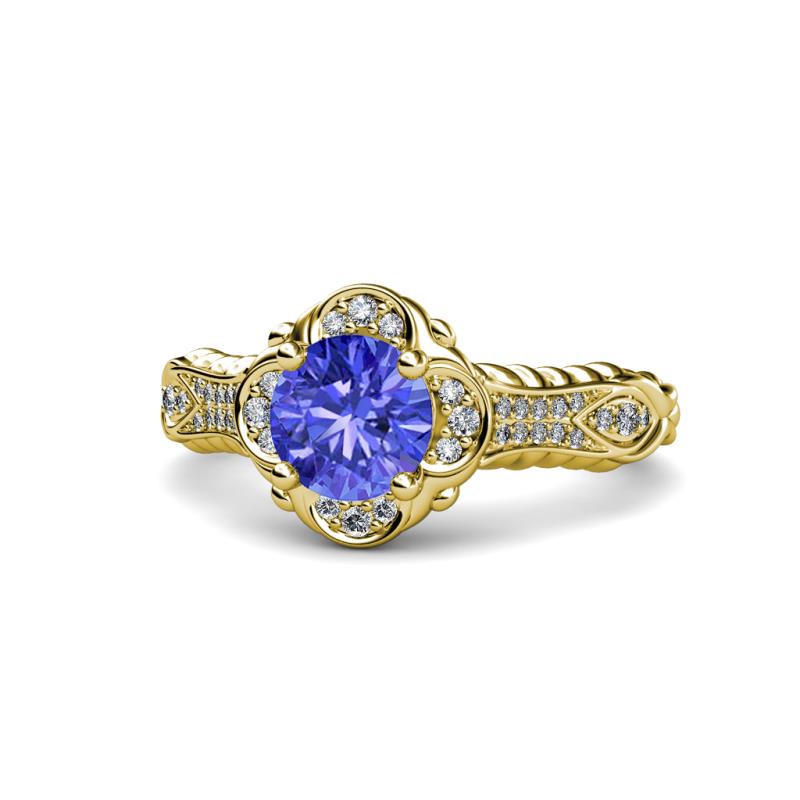 Maura Signature Tanzanite and Diamond Floral Halo Engagement Ring 