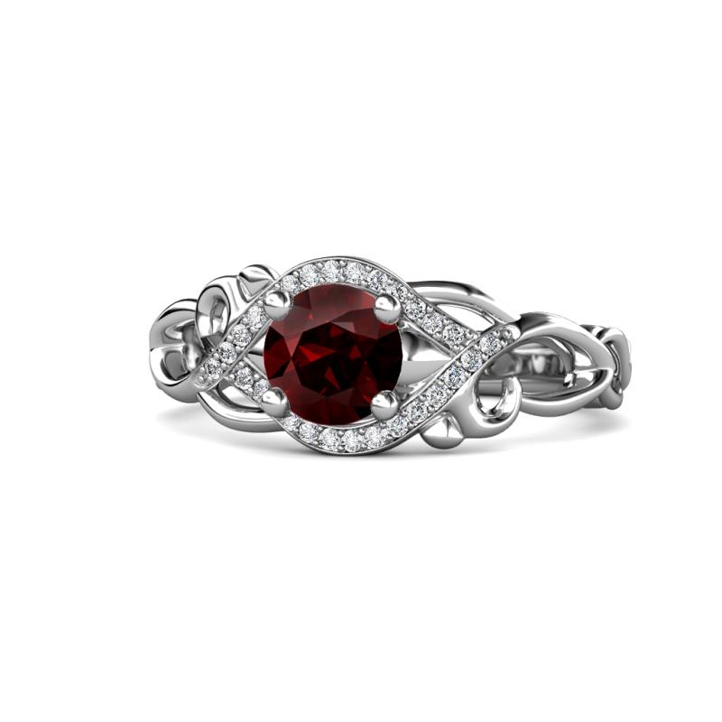 Fineena Signature Red Garnet and Diamond Engagement Ring 