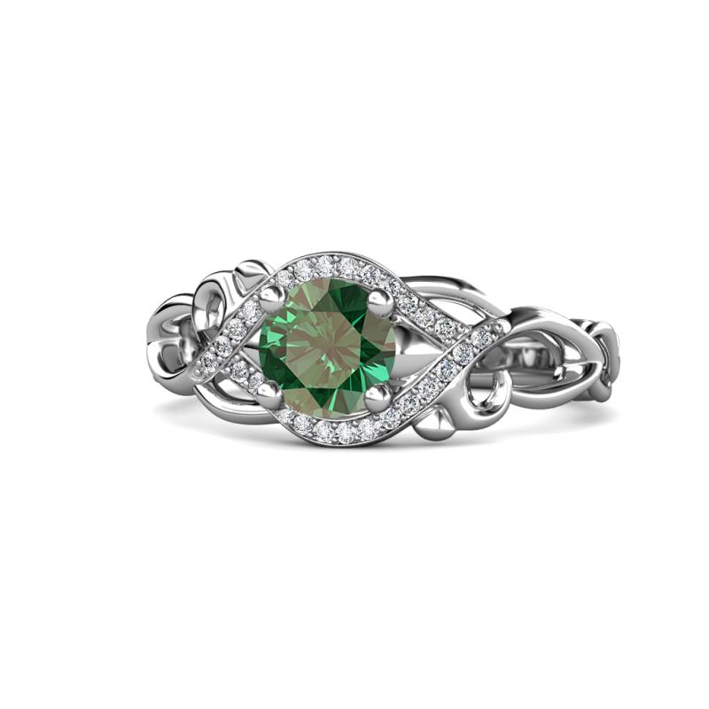 Fineena Signature Diamond and Lab Created Alexandrite Engagement Ring 