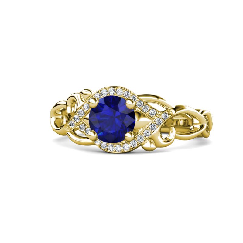 Fineena Signature Blue Sapphire and Diamond Engagement Ring 