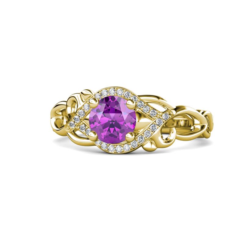 Fineena Signature Amethyst and Diamond Engagement Ring 