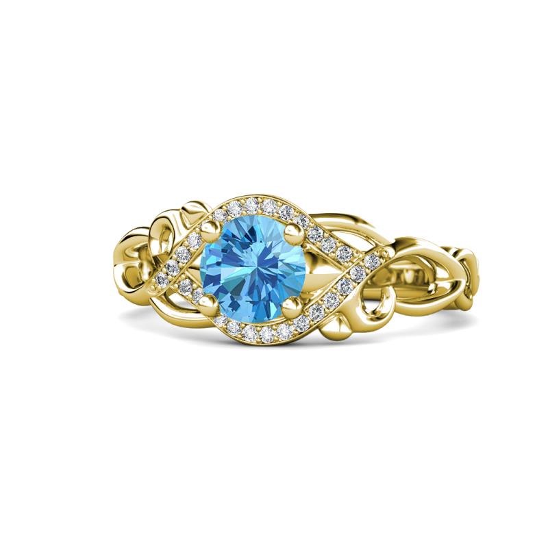 Fineena Signature Blue Topaz and Diamond Engagement Ring 