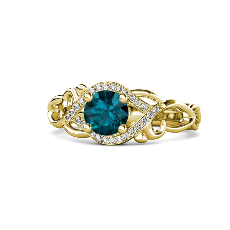 Fineena Signature London Blue Topaz and Diamond Engagement Ring 