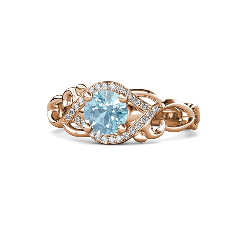 Fineena Signature Aquamarine and Diamond Engagement Ring 