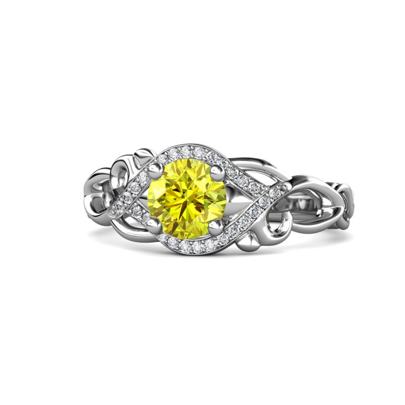 Fineena Signature Yellow and White Diamond Engagement Ring 