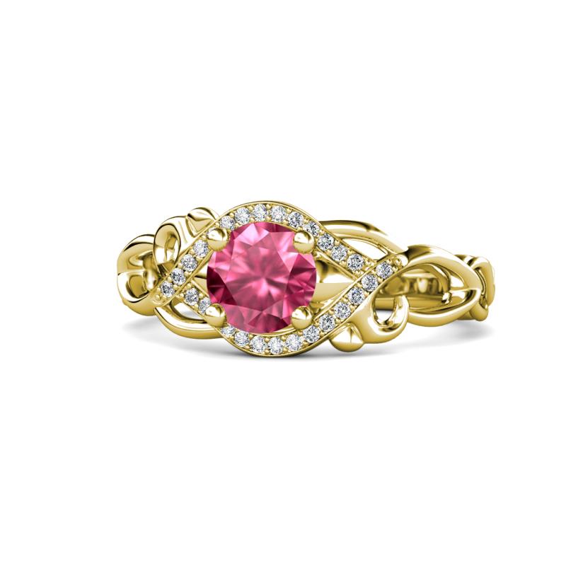 Fineena Signature Pink Tourmaline and Diamond Engagement Ring 